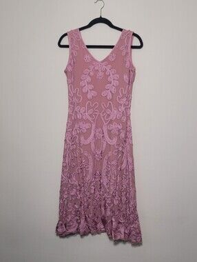 Anthropologie's Romantic Mauve Sleeveless Midi Dress Size SP